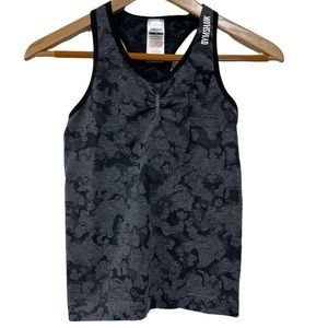 GYMSHARK Adapt Black Camo Stretchy Workout Tank Top Size S